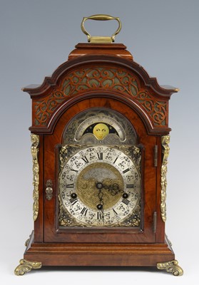 Lot 1359 - A George III style walnut cased bracket clock,...
