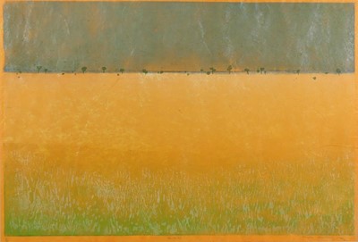 Lot 310 - Angela Newberry (b.1934) - Hayfield, linocut...