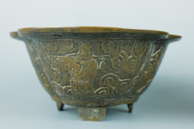 Lot 2071 - A pair of Chinese bronze quatrefoil-shaped...