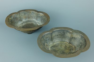 Lot 2071 - A pair of Chinese bronze quatrefoil-shaped...