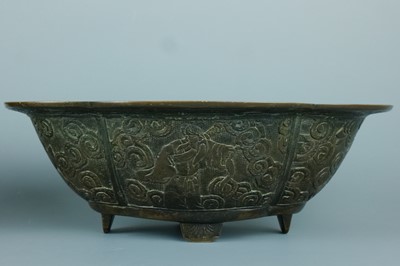 Lot 2071 - A pair of Chinese bronze quatrefoil-shaped...