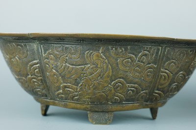 Lot 2071 - A pair of Chinese bronze quatrefoil-shaped...