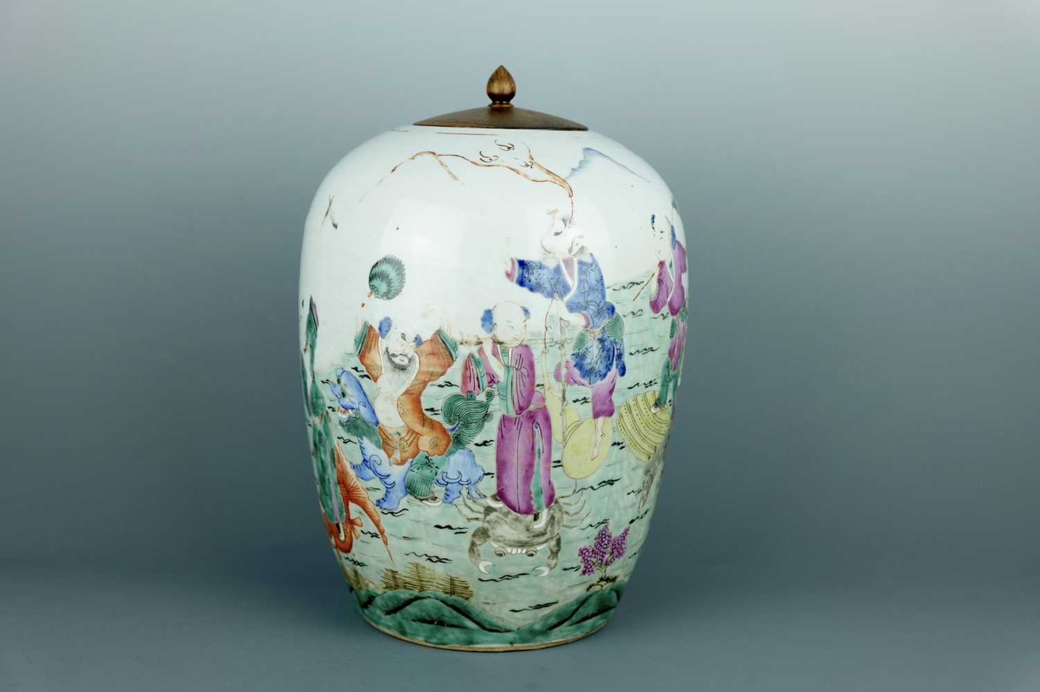Lot 2079 - A Chinese famille rose ’Eight Immortals’ ovoid...