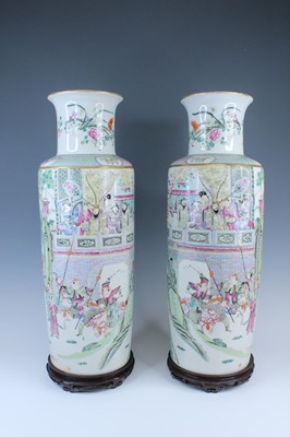 Lot 2137 - A pair of large Chinese famille rose “figural”...