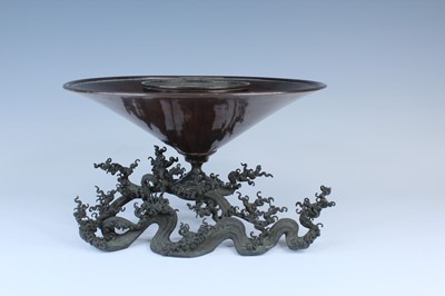 Lot 2225 - A Japanese bronze Ikebana vessel, Meiji period,...