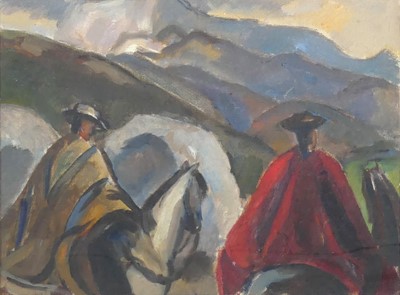 Lot 240 - John Duguid (1906-1961) - Caballos, oil on...