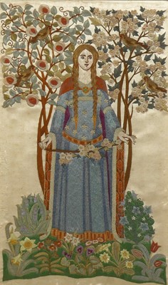 Lot 140 - An Arts & Crafts embroidered panel in the...