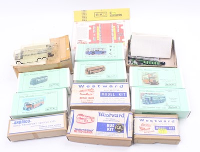 Lot 1023 - 11 umade 1:72 scale white metal buses,...