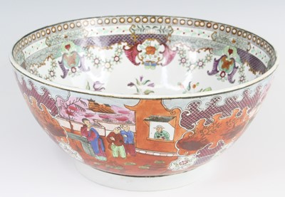 Lot 1052 - A pearlware punch bowl, circa 1790-1800,...