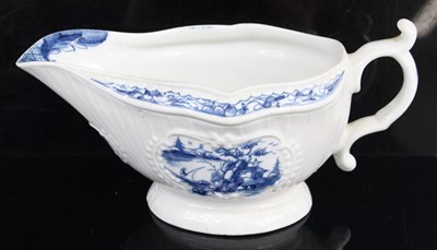 Lot 1036 - A Worcester porcelain sauce boat, circa 1770,...