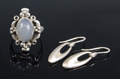 Lot 114 - Georg Jensen - a sterling silver and moonstone...