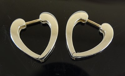Lot 2614 - A pair of contemporary 9ct white gold earrings,...