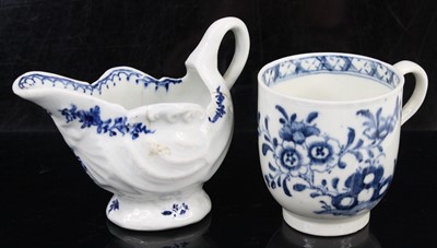 Lot 1059a - A Lowestoft porcelain dolphin ewer cream jug,...