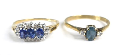 Lot 2705 - A modern 9ct gold sapphire and diamond dress...