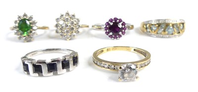 Lot 2708 - Six various modern 9ct yellow and white gold...