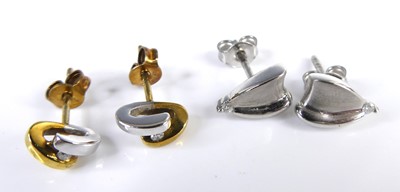 Lot 2654 - A pair of modern finely brushed 9ct white gold...