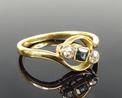 Lot 2655 - An Art Deco yellow metal sapphire and diamond...