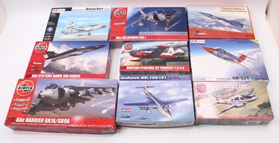 Lot 971 - Nine Airfix or similar 1:72 scale plastic kits...