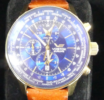 Lot 2665 - A Vostok Europe stainless steel gilt plated...