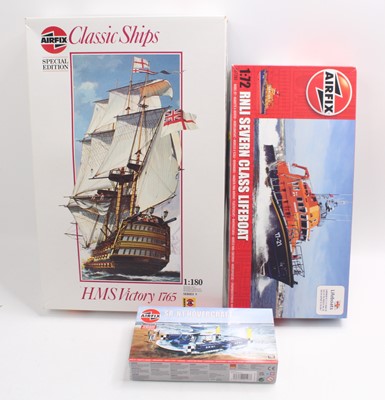Lot 976 - Three Airfix plastic ship kits, including an...