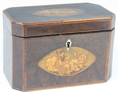 Lot 1261 - A George III yew-wood, rosewood crossbanded...