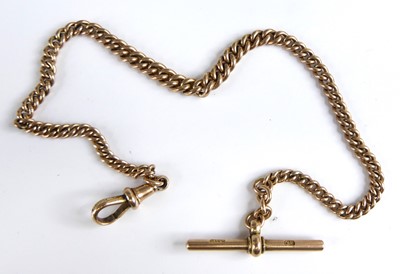 Lot 2731 - A 9ct gold graduated curblink watch chain with...