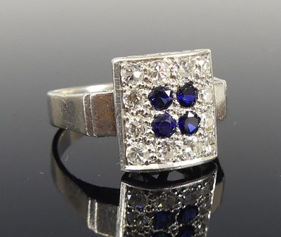 Lot 1152 - An Art Deco style platinum sapphire and...
