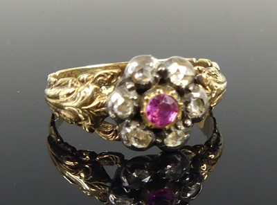 Lot 2711 - A George III yellow and white metal ruby and...