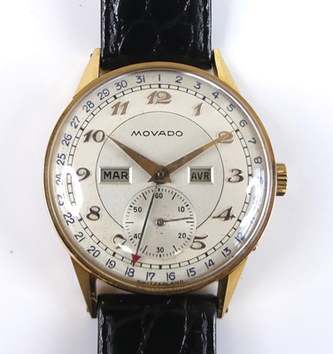 Lot 1216 - A Movado Fab Swiss gent's triple calendar 18ct...