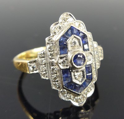 Lot 2720 - An 18ct yellow and white gold, sapphire and...
