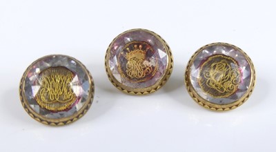 Lot 2726 - A set of three yellow metal and crystal(?)...