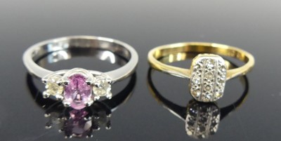 Lot 2749 - A contemporary 18ct white gold pink sapphire...