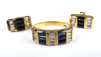 Lot 2755 - A modern 18ct gold sapphire and diamond...