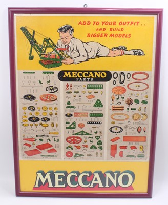 Lot 1613 - A framed and glazed Meccano Parts part list,...