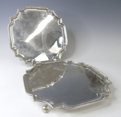 Lot 1126 - A pair of George V silver salvers, each of...
