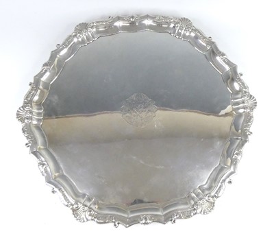 Lot 1125 - An impressive white metal salver, 18th century...