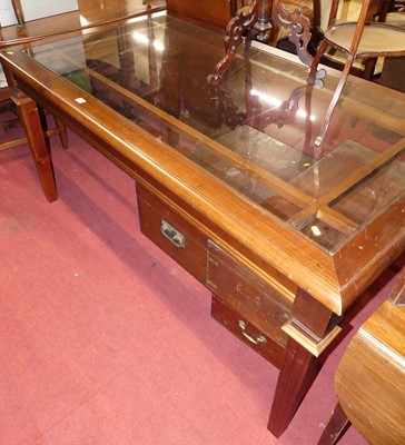 Lot 1229 - A contemporary stained walnut and glass inset...
