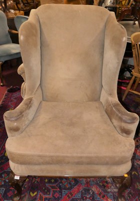 Lot 1339 - An early 20th century walnut framed and suede...