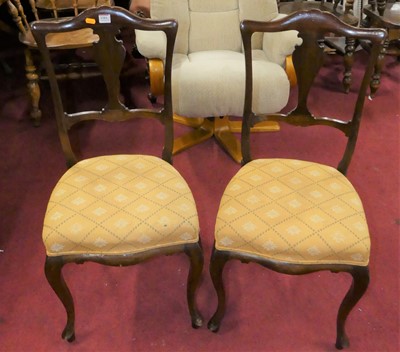Lot 1348 - A pair of Edwardian stained beech salon side...