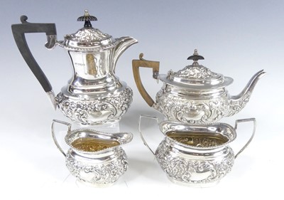 Lot 1135 - A late Victorian silver three-piece tea...