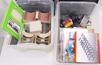 Lot 437 - Two boxes of 00 gauge accessories, track,...