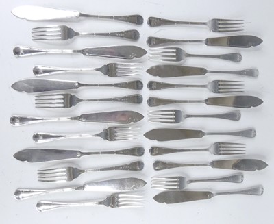 Lot 1122 - A suite of Edwardian silver dessert cutlery,...