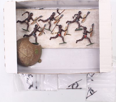 Lot 2080 - Britains Circa 1950s Zulu Warriors Group, 6...