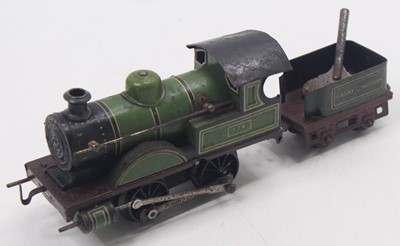 Lot 201 - Bing 0 gauge 0-4-0 clockwork GWR loco, in...