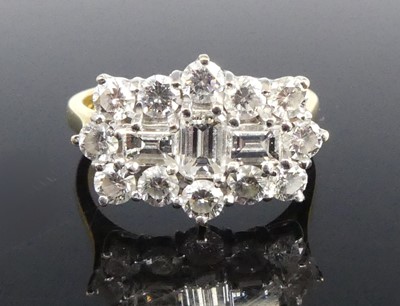 Lot 1198 - An 18ct yellow and white gold diamond oblong...