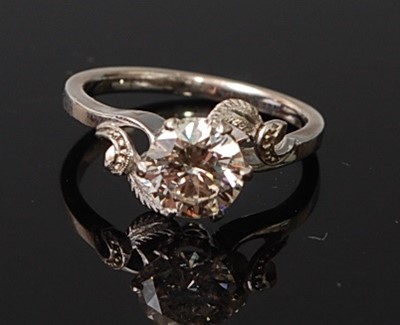 Lot 1200 - A white metal diamond solitaire ring,...