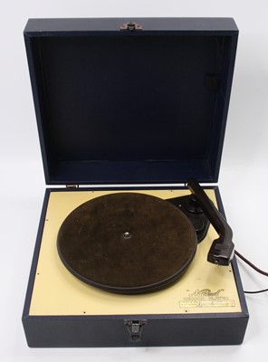 Lot 643 - A National record player in blue vinyl covered...