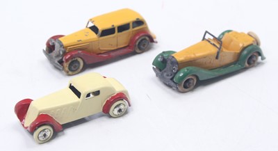 Lot 1529 - 3 various repainted Dinky Toy pre-war French...