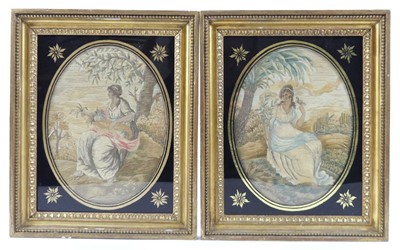 Lot 1270 - A pair of mid-19th century silk and...