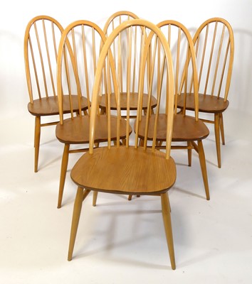 Lot 352 - A set of six Ercol blond elm and beech 'Quaker'...